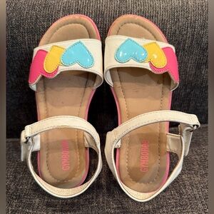 Gymboree Kids Sandals with Heart Accents - Pink, Yellow, Blue/size 13